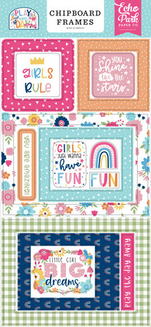Echo Park Play All Day Girl Chipboard Frames (PAG268065) (DISCONTINUED)