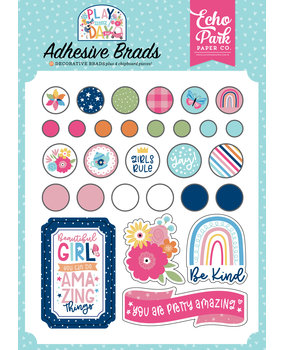 Echo Park Play All Day Girl Adhesive Brads (PAG268020) (DISCONTINUED) Echo Park Play All Day Girl Adhesive Brads (PAG268020) (DISCONTINUED)