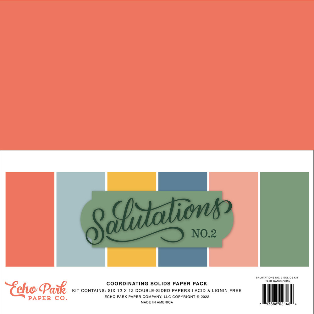 Echo Park Salutations No.2 12x12 Inch Coordinating Solids Paper Pack (SANO272015) (DISCONTINUED) Echo Park Salutations No.2 12x12 Inch Coordinating Solids Paper Pack (SANO272015) (DISCONTINUED)