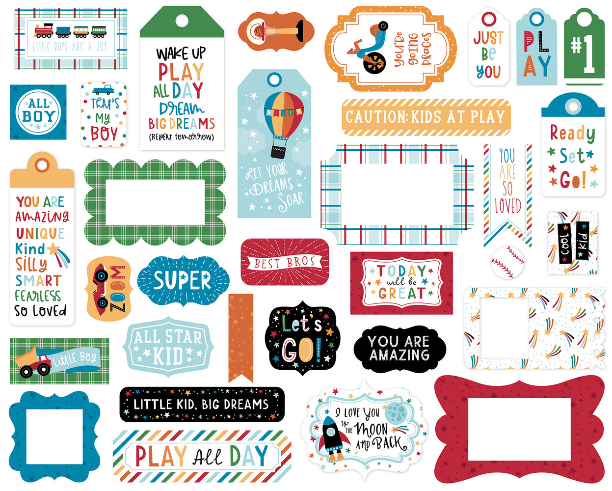 Echo Park Play All Day Boy Frames & Tags (PAB269025) (OUTLET) Echo Park Play All Day Boy Frames & Tags (PAB269025) (OUTLET)