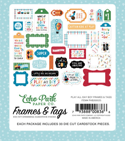 Echo Park Play All Day Boy Frames & Tags (PAB269025) (DISCONTINUED) Echo Park Play All Day Boy Frames & Tags (PAB269025) (DISCONTINUED)