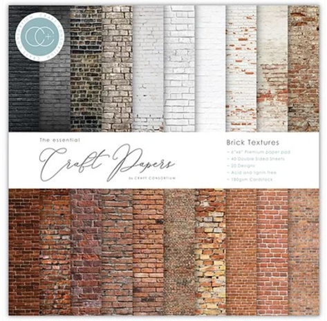 Craft Consortium Essential Craft Papers 6x6 Inch Paper Pad Brick Textures (CCEPAD019B)