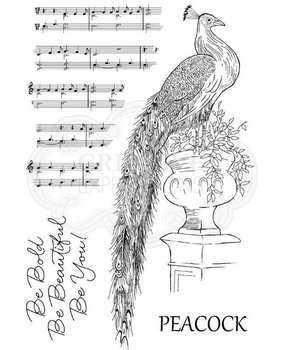 Woodware Magnificent Peacock Clear Stamp (JGS666) (OUTLET)