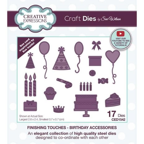 Creative Expressions Sue Wilson Craft Die Finishing Touches Birthday Accessories (CED1542) (OUTLET) Creative Expressions Sue Wilson Craft Die Finishing Touches Birthday Accessories (CED1542) (OUTLET)