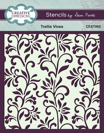 Creative Expressions Sam Poole Stencil 6x6 Inch Trellis Vines (CEST062) (OUTLET)