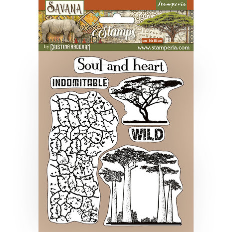 Stamperia Natural Rubber Stamp Savana Crackle and Tree (WTKCC212) (DISCONTINUED) Stamperia Natural Rubber Stamp Savana Crackle and Tree (WTKCC212) (DISCONTINUED)