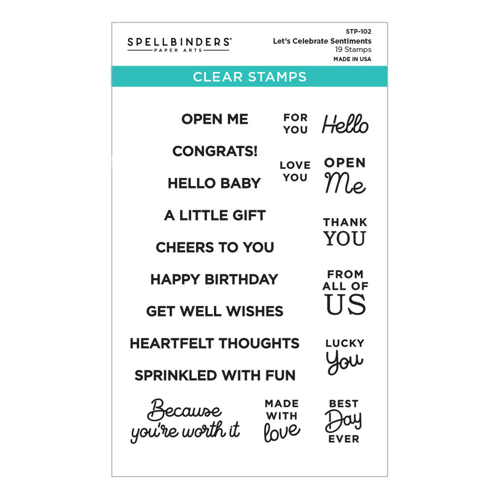 Spellbinders Let's Celebrate Sentiments Clear Stamp (STP-102) (OUTLET)