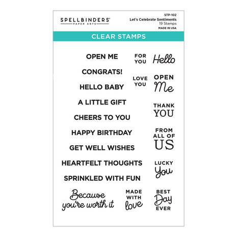 Spellbinders Let's Celebrate Sentiments Clear Stamp (STP-102) (OUTLET)