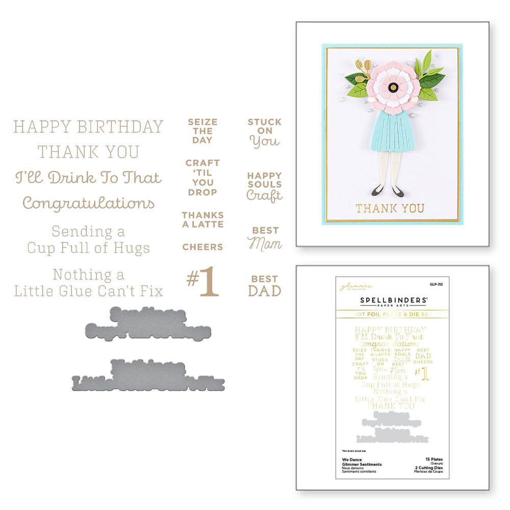 Spellbinders We Dance Glimmer Sentiments Glimmer Hot Foil Plate & Die (GLP-312) (OUTLET)