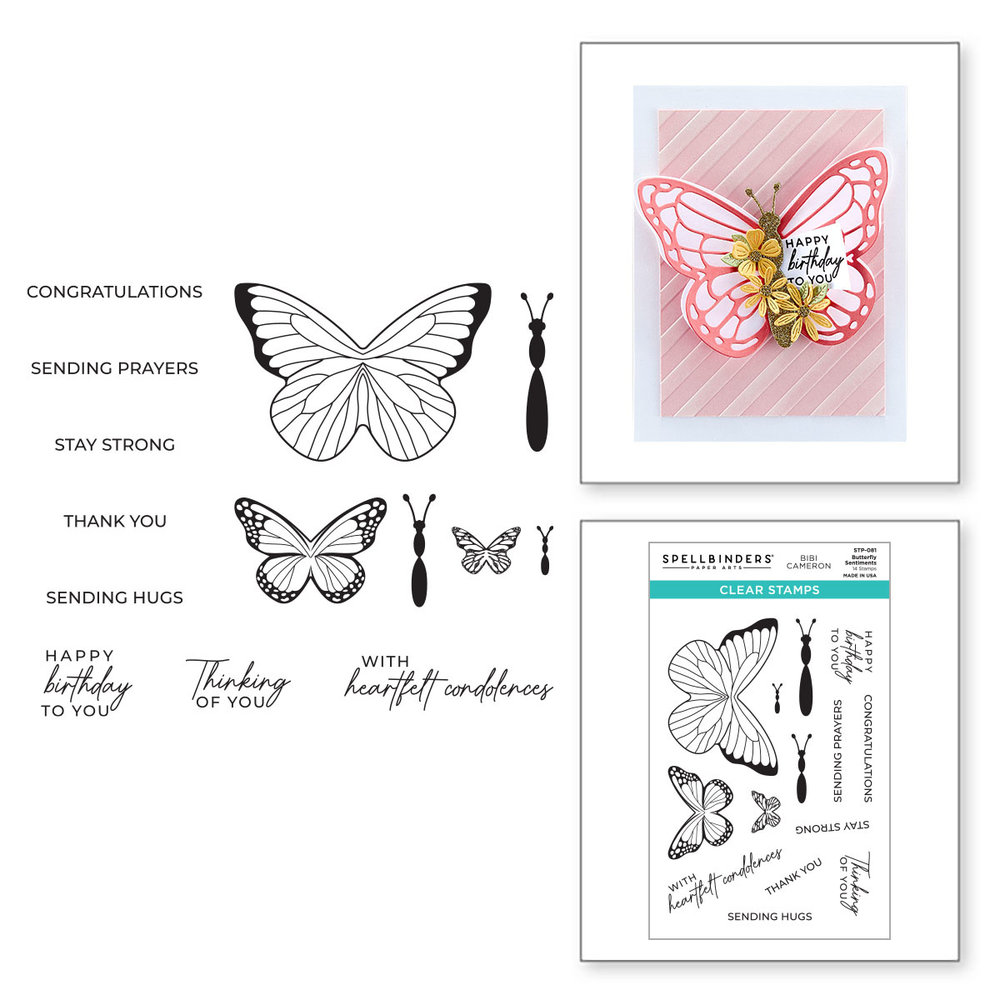 Spellbinders Butterfly Sentiments Clear Stamp (STP-081) (OUTLET) Spellbinders Butterfly Sentiments Clear Stamp (STP-081) (OUTLET)