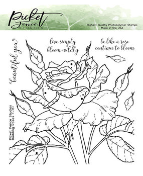Picket Fence Studios Budding Roses 6x6 Inch Clear Stamps (F-161) (OUTLET)