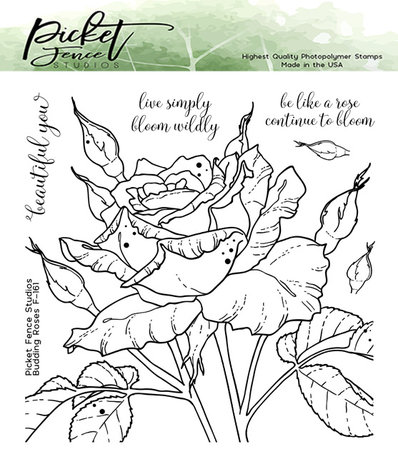 Picket Fence Studios Budding Roses 6x6 Inch Clear Stamps (F-161) (OUTLET)