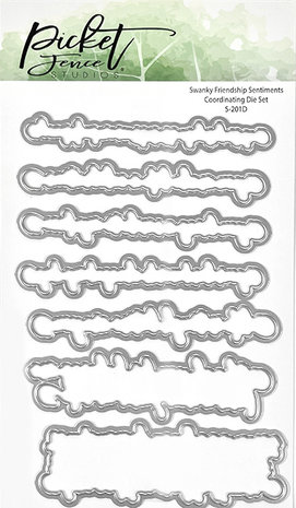 Picket Fence Studios Swanky Friendship Sentiments 4x6 Inch Dies (S-201D) (OUTLET)