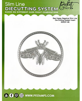 Picket Fence Studios Bee Happy Negative Slim Line 4x4 Inch Die Cutting System Insert (SDCS-146) (OUTLET)
