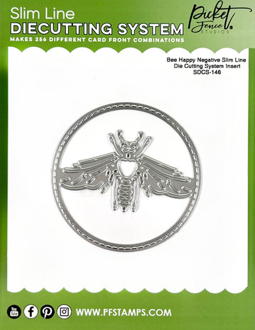 Picket Fence Studios Bee Happy Negative Slim Line 4x4 Inch Die Cutting System Insert (SDCS-146) (OUTLET)