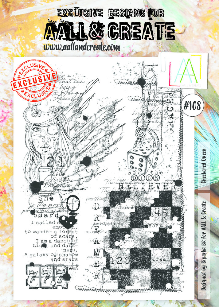 Aall and Create Stamp Set A4 Checkered Queen (AALL-TP-108) (DISCONTINUED) Aall and Create Stamp Set A4 Checkered Queen (AALL-TP-108) (DISCONTINUED)