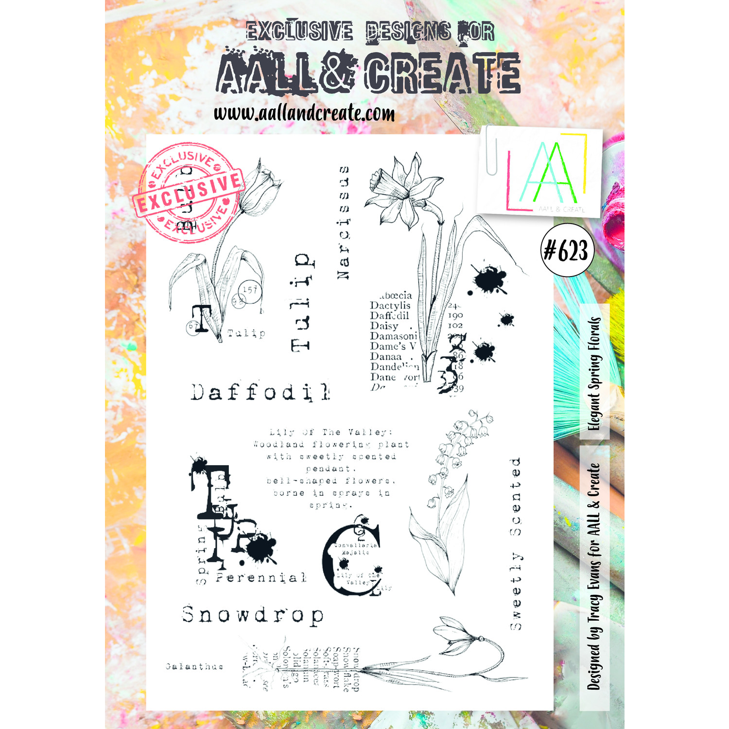 Aall and Create Stamp Set A4 Elegant Sprint Florals (AALL-TP-623)  (DISCONTINUED)
