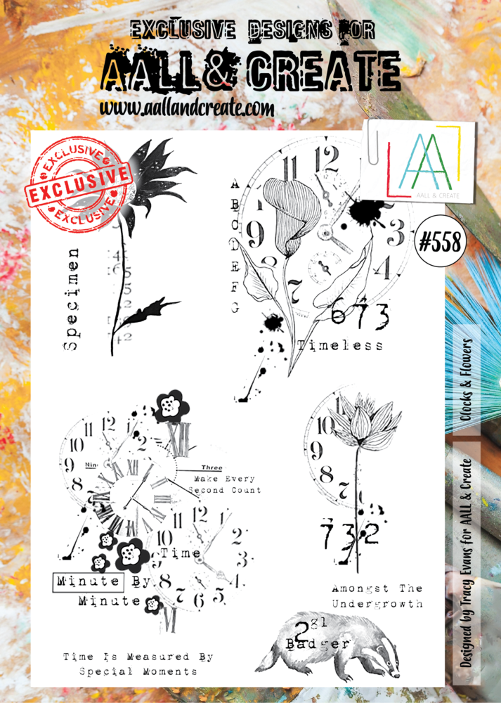 Aall and Create Stamp Set A4 Clocks & Flowers (AALL-TP-558) (DISCONTINUED) Aall and Create Stamp Set A4 Clocks & Flowers (AALL-TP-558) (DISCONTINUED)