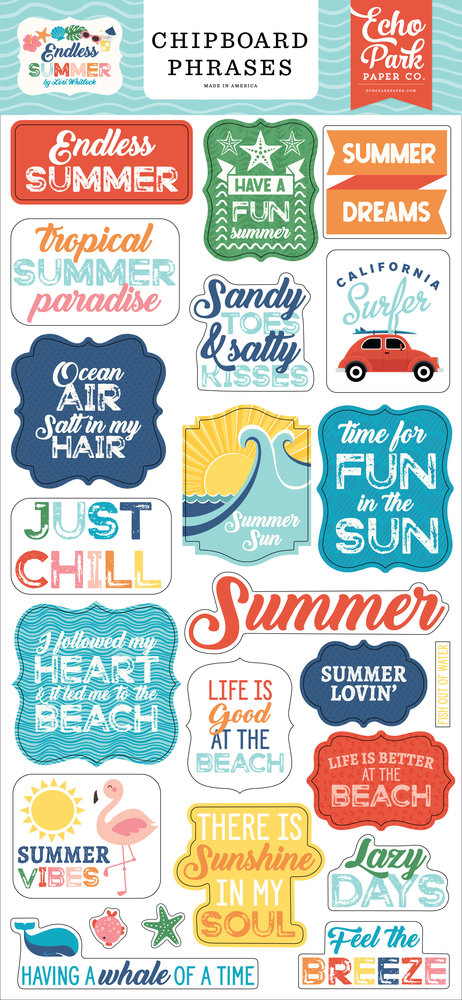 Echo Park Endless Summer Chipboard Phrases (ES274022) (DISCONTINUED)