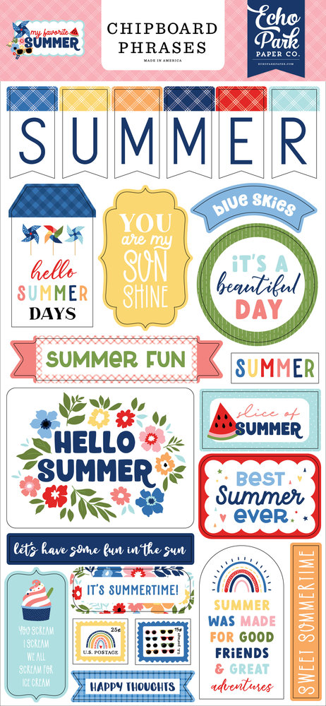 Echo Park My Favorite Summer Chipboard Phrases (MYS273022) (DISCONTINUED)