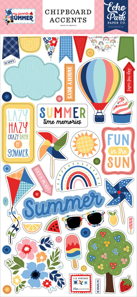 Echo Park My Favorite Summer Chipboard Accents (MYS273021) (DISCONTINUED)