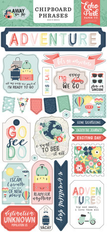 Echo Park Away We Go Chipboard Phrases (AWG270022) (OUTLET)