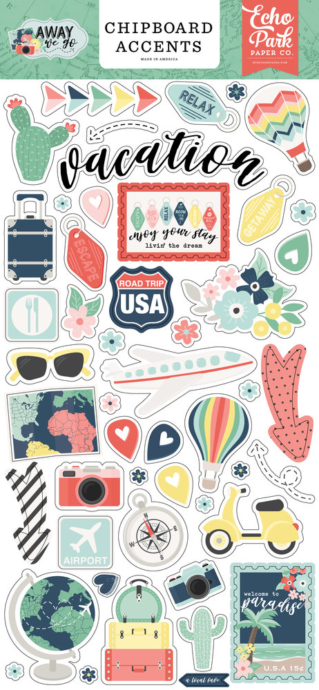 Echo Park Away We Go Chipboard Accents (AWG270021) (DISCONTINUED)