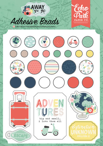 Echo Park Away We Go Adhesive Brads (AWG270020) (OUTLET)