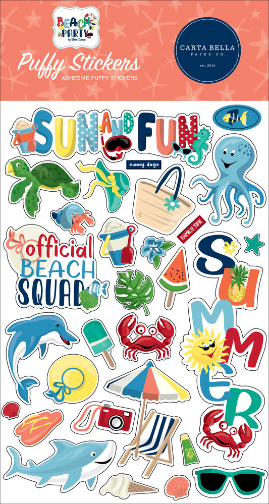 Carta Bella Beach Party Puffy Stickers (CBBE149066) (OUTLET)