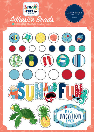 Carta Bella Beach Party Adhesive Brads (CBBE149020) (OUTLET)