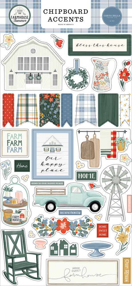 Carta Bella Farmhouse Summer Chipboard Accents (CBFAS150021) (OUTLET)