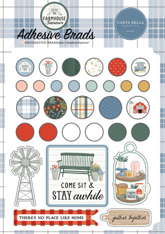 Carta Bella Farmhouse Summer Adhesive Brads (CBFAS150020) (OUTLET)