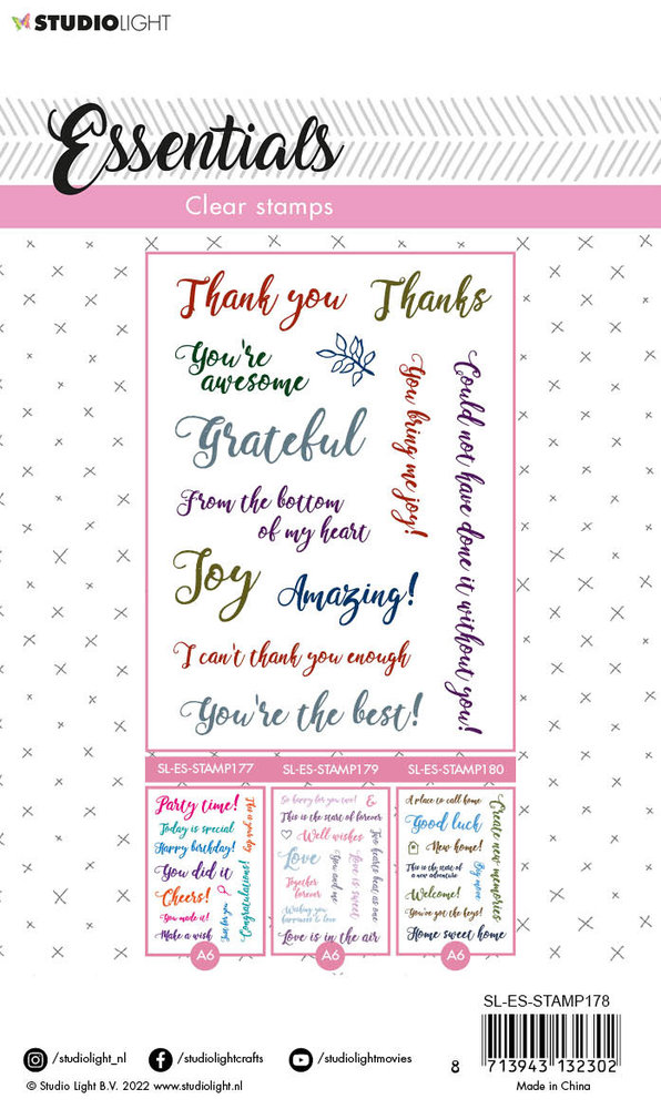Studio Light Sentiments/Wishes Thanks Clear Stamps (SL-ES-STAMP178) (OUTLET)