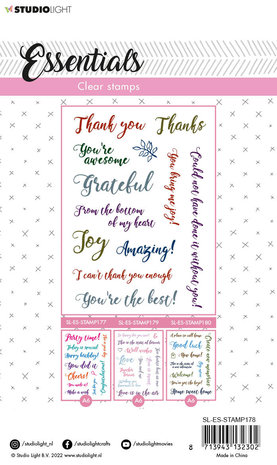 Studio Light Sentiments/Wishes Thanks Clear Stamps (SL-ES-STAMP178) (OUTLET)