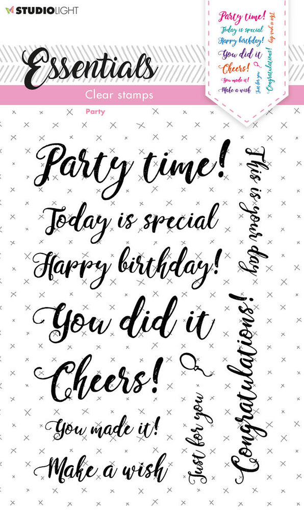 Studio Light Sentiments/Wishes Party Clear Stamps (SL-ES-STAMP177) (OUTLET)