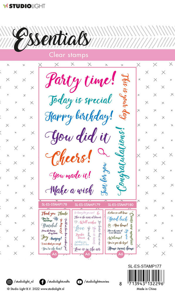 Studio Light Sentiments/Wishes Party Clear Stamps (SL-ES-STAMP177) (OUTLET)