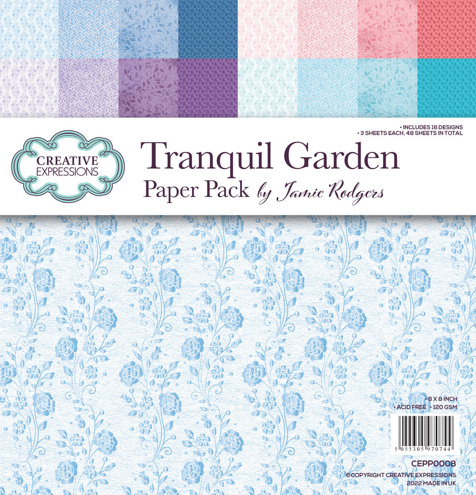 Creative Expressions Jamie Rodgers 8x8 Inch Paper Pack Tranquil Garden (CEPP0008) (OUTLET)