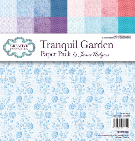 Creative Expressions Jamie Rodgers 8x8 Inch Paper Pack Tranquil Garden (CEPP0008) (OUTLET)