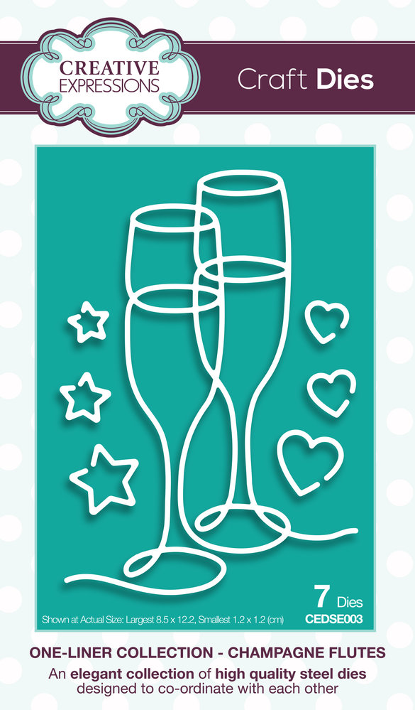 Creative Expressions Craft Dies One-Liner Collection Champagne Flutes (CEDSE003) (OUTLET)