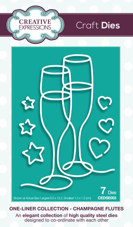 Creative Expressions Craft Dies One-Liner Collection Champagne Flutes (CEDSE003) (OUTLET)