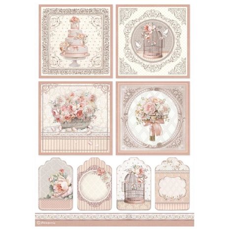Stamperia Rice Paper A4 You and Me Cards (6pcs) (DFSA4694) (DISCONTINUED)