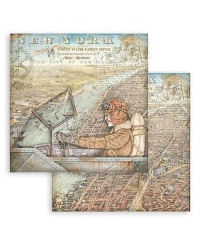 Stamperia Sir Vagabond Aviator New York 12x12 Inch Paper Sheets (10pcs) (SBB875) (DISCONTINUED)