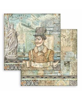 Stamperia Sir Vagabond Aviator Statue of Liberty 12x12 Inch Paper Sheets (10pcs) (SBB876) (DISCONTINUED)