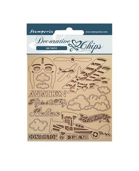Stamperia Decorative Chips Sir Vagabond Aviator Aviaton (SCB130) (DISCONTINUED)