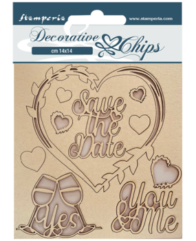 Stamperia Decorative Chips You and Me Save the Date (SCB136) (DISCONTINUED)