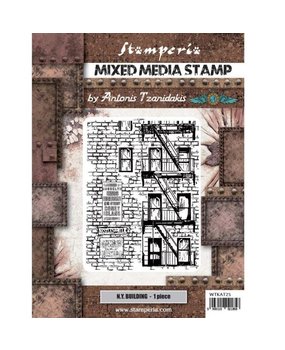 Stamperia Mixed Media Stamp Sir Vagabond Aviator New York Building (WTKAT25) (DISCONTINUED)