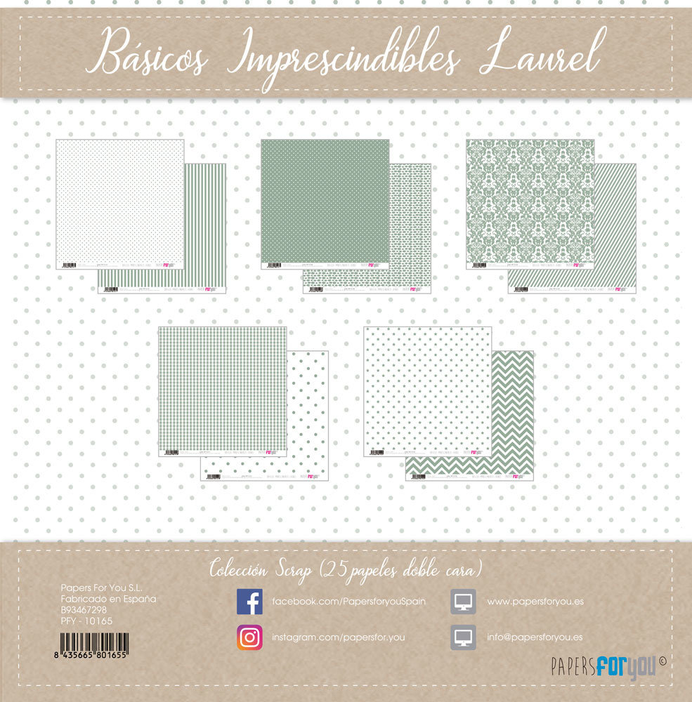 Papers For You Basicos Imprescindibles Laurel Mini Scrap Paper Pack (25pcs) (PFY-10165) (DISCONTINUED) Papers For You Basicos Imprescindibles Laurel Mini Scrap Paper Pack (25pcs) (PFY-10165) (DISCONTINUED)