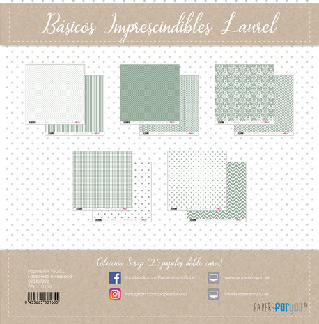 Papers For You Basicos Imprescindibles Laurel Mini Scrap Paper Pack (25pcs) (PFY-10165) (DISCONTINUED) Papers For You Basicos Imprescindibles Laurel Mini Scrap Paper Pack (25pcs) (PFY-10165) (DISCONTINUED)