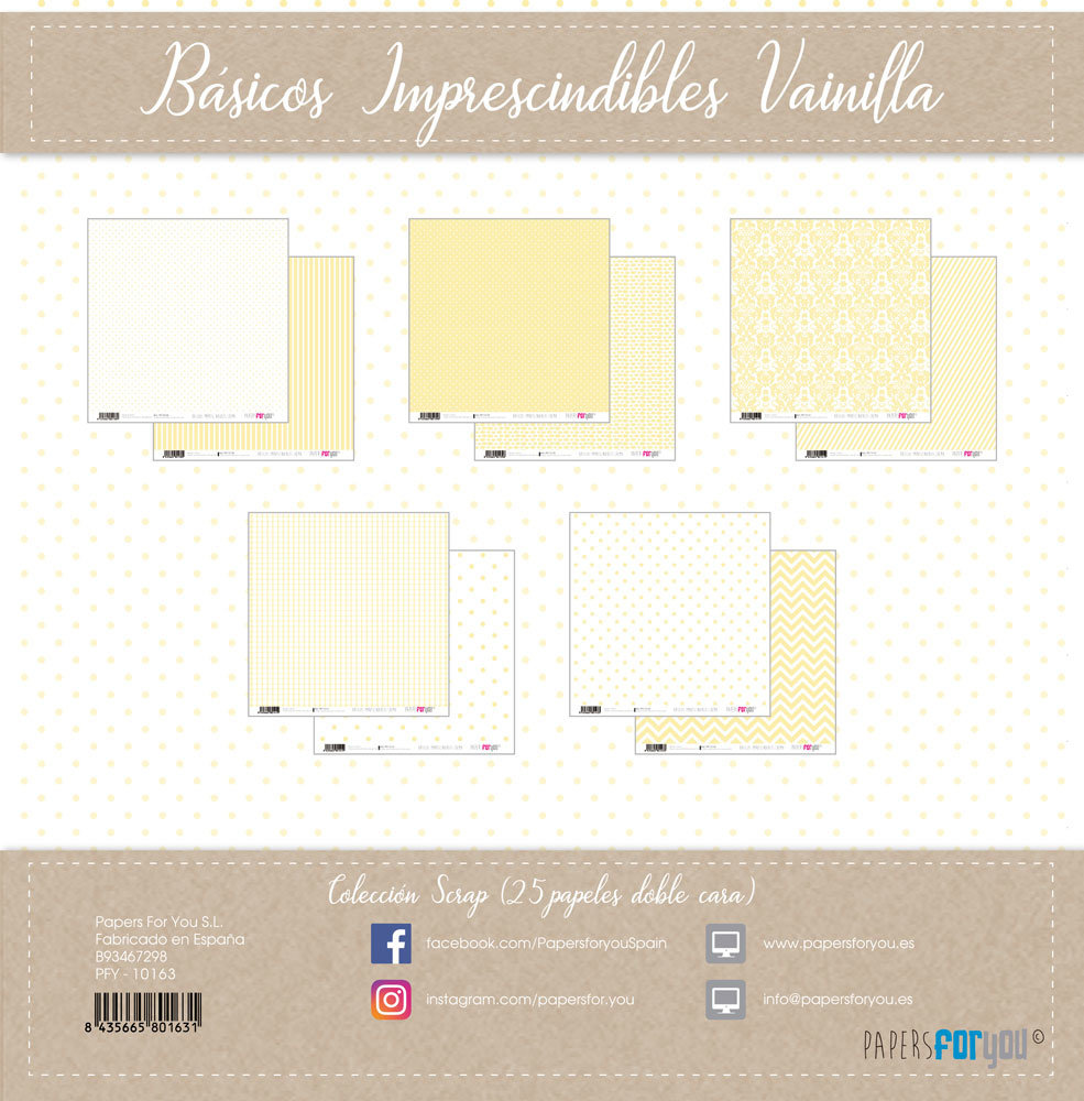 Papers For You Basicos Imprescindibles Vainilla Mini Scrap Paper Pack (25pcs) (PFY-10163) (DISCONTINUED)