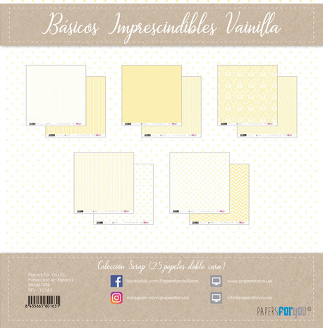 Papers For You Basicos Imprescindibles Vainilla Mini Scrap Paper Pack (25pcs) (PFY-10163) (DISCONTINUED)